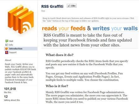 RSS Graffiti Facebook App