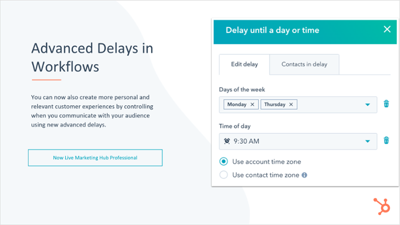 HubSpot Marketing Hub Advanced Delays in Workflows