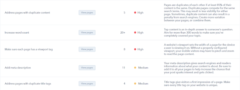 HubSpot SEO Recommendations