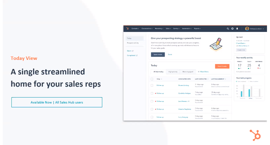 HubSpot Sales Hub Today View - Xcellimark Blog
