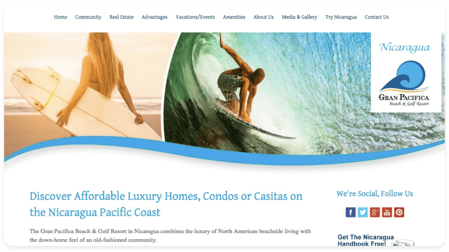 Gran Pacifica Beach and Golf Resort website